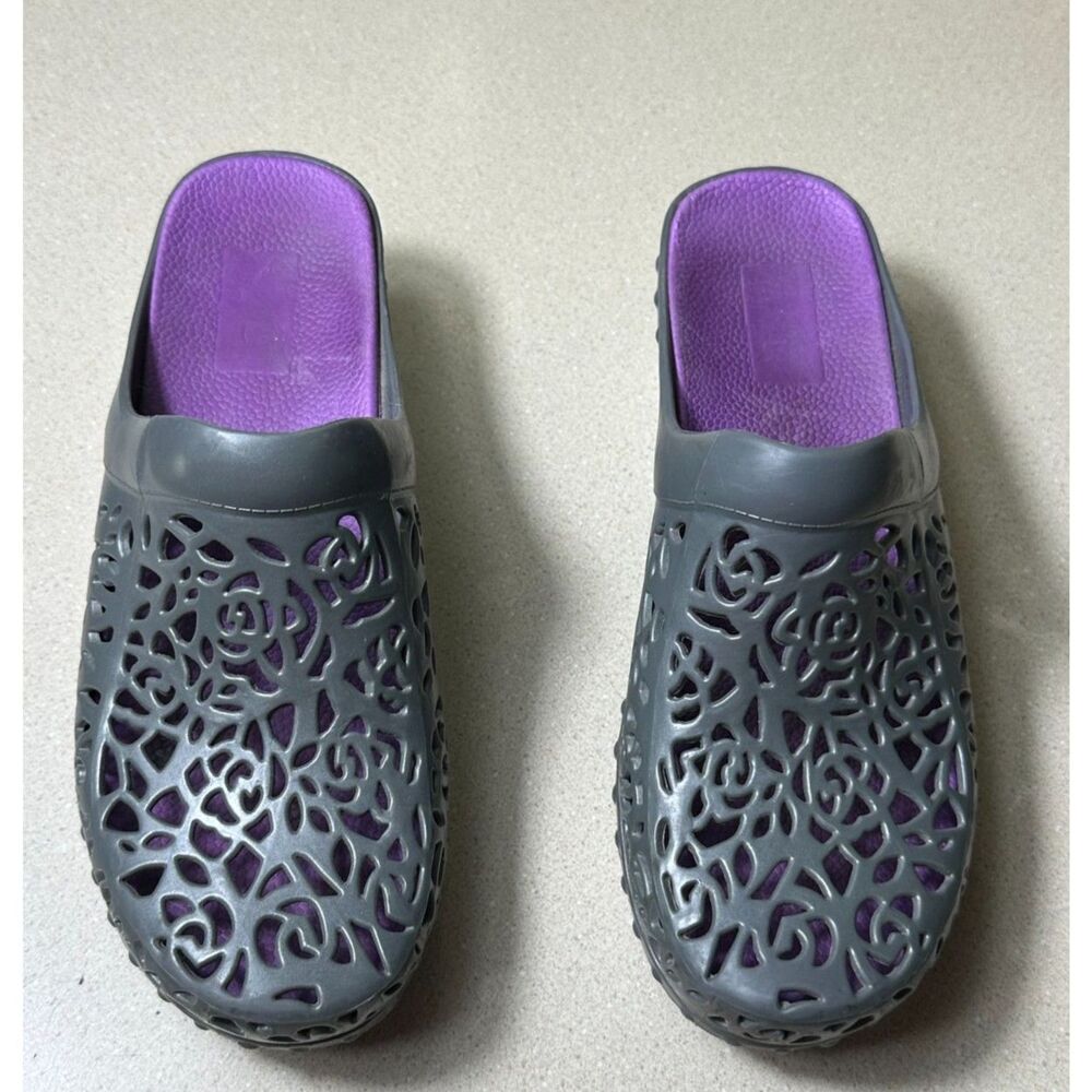 Women's Dansko Pippa Molded Metallic Grey Purple Clogs - Size 37 (US 6 1/2-7)